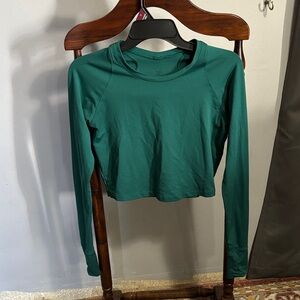 Fleo Teal Long Sleeve Crop Top